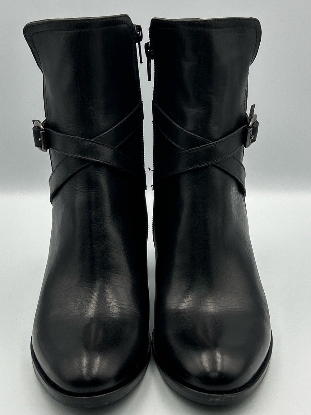 SESTO MEUCCI Ankle Boots Womens Size 6 Dress Formal Zip Black Leather Block Heel